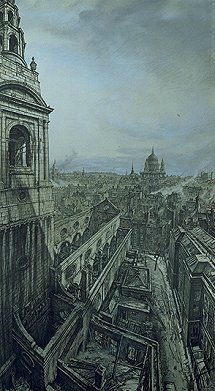 Bone Muirhead St Bride´s and the City after the Fire, 29 December 1940