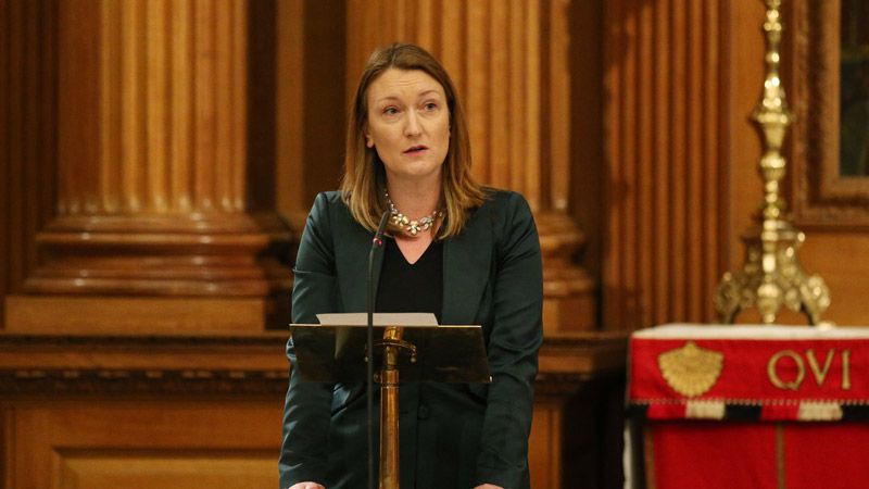 Allegra Stratton speaking at the annual Journalists Service at St Brides