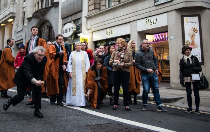 Egg rolling on Easter Day in Fleet St