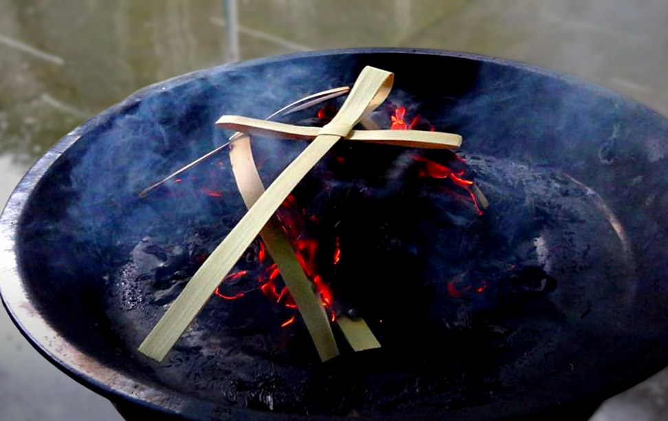 Palm Sunday crosses are burnt to provide the ash for use on Ash Wednesday