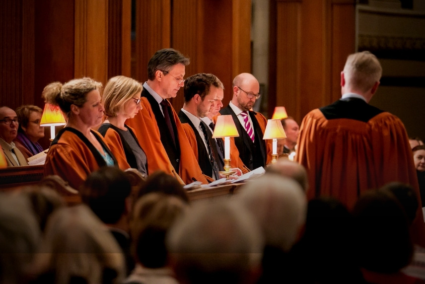 St Bride's choir singing at choral service