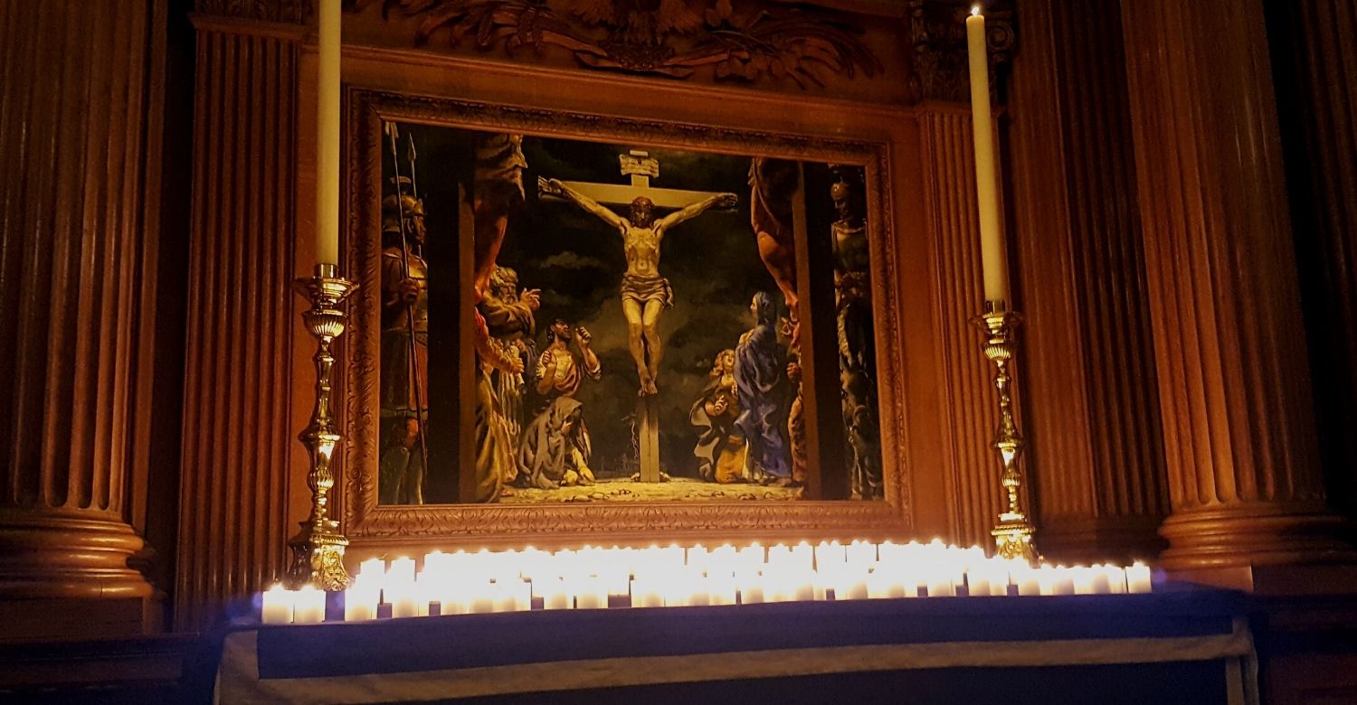 candles flickering on the altar at our All Souls' service