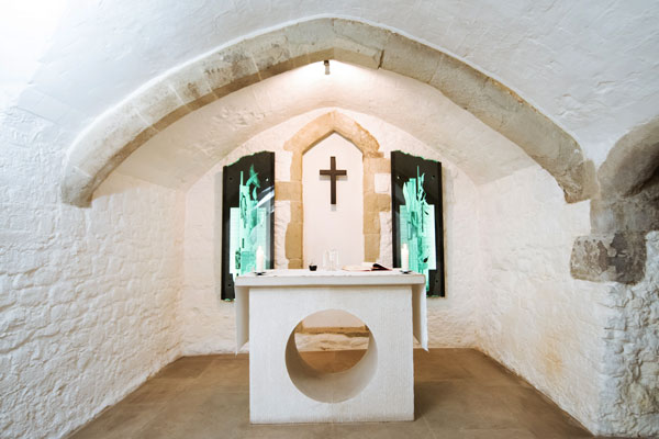 Medieval Rothermere chapel in the crypt of St Bride's Fleet Street