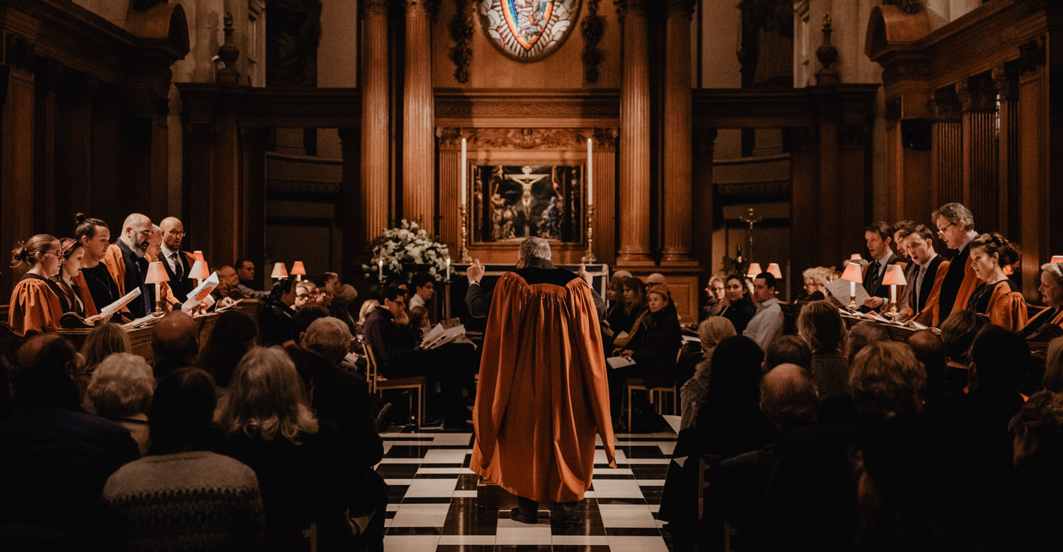 St Bride's Choir singing in full church for evening carol service