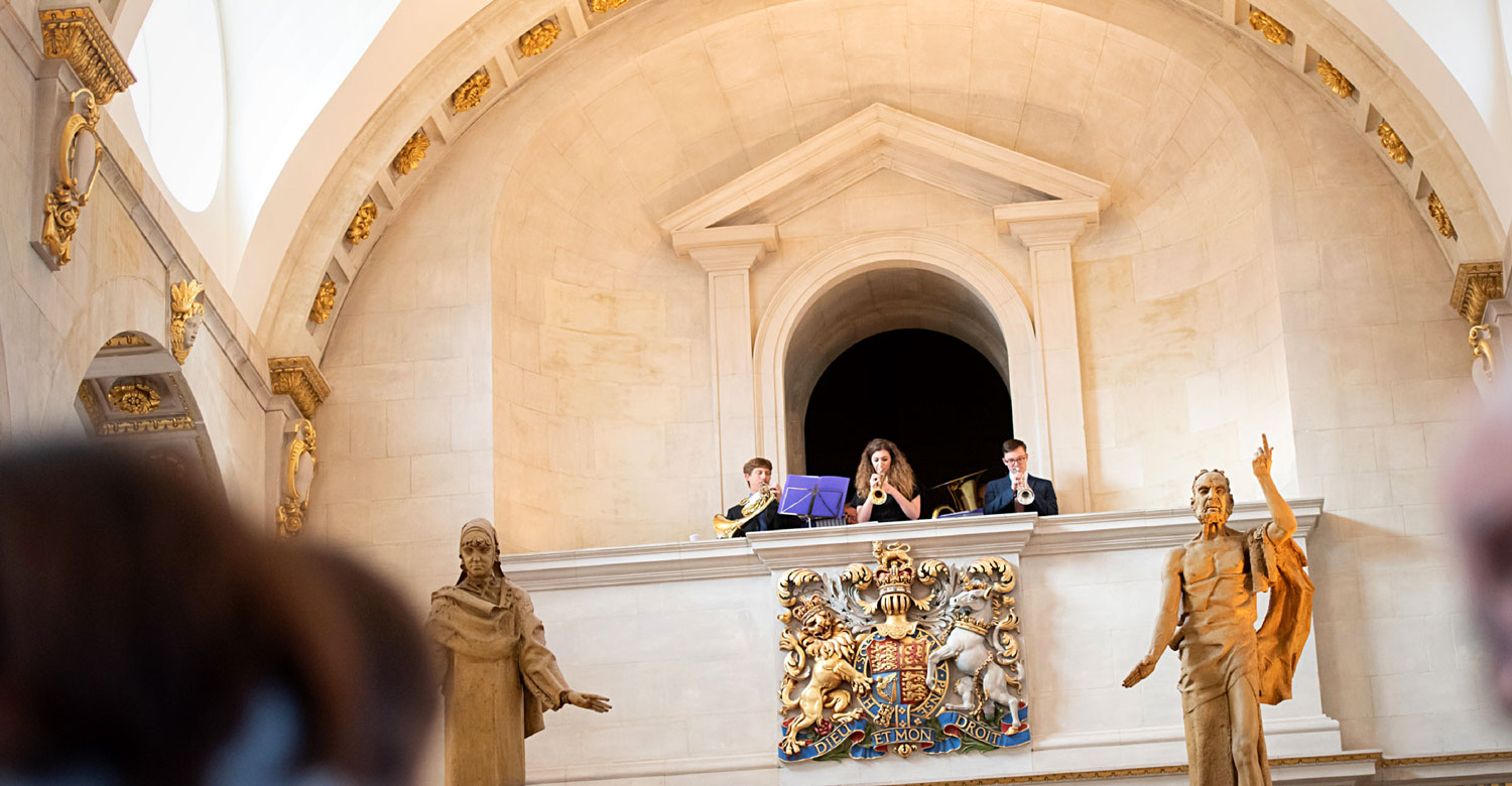 Trumpeters in Mintrel Gallery at St Bride's