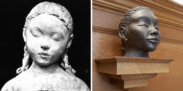 Two busts of Virgina Dare by Marjorie Meggitt & Clare Waterhouse