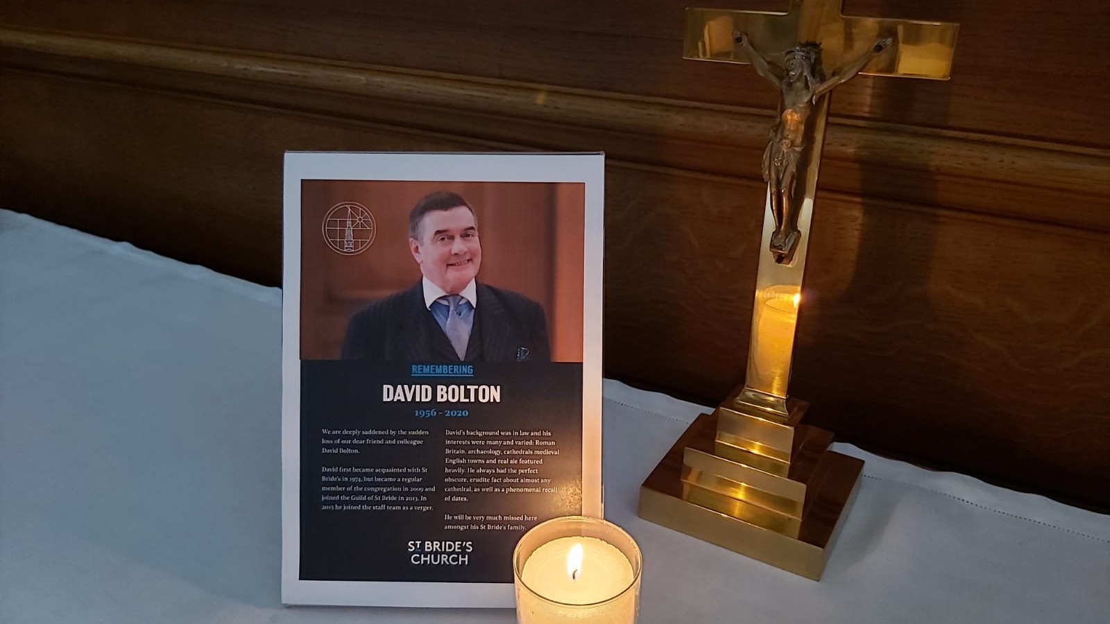 David Bolton remembered on our altar
