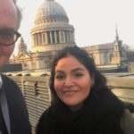 Sela Musa and Simon Greaves on the roof of the FT building with St Paul's Dome rising behind them