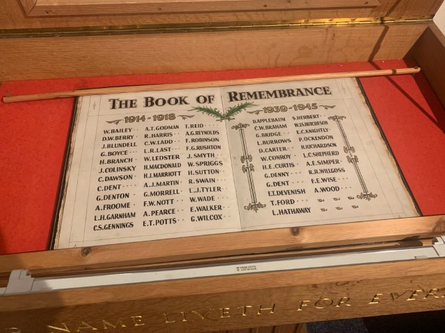 Memorial Book next to the Crypt Chapel at St Bride's