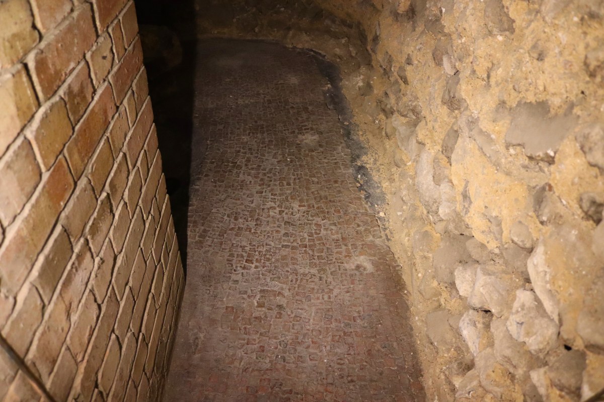 Roman pavement in crypt of St Brides